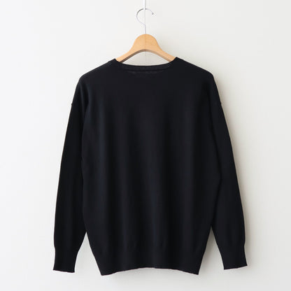 14GG 2PLY PLAIN STITCH COTTON/WOOL/CASHMER CREW-NECK PULLOVER #9900 BLACK [GNSL24542]