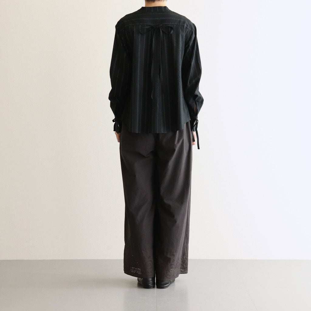 80s VOILE PLAIN WITH CUT WORK LACE EASY PANTS #9900 BLACK [INSL23224]