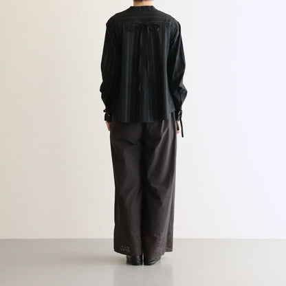 80s VOILE PLAIN WITH CUT WORK LACE EASY PANTS #9900 BLACK [INSL23224]