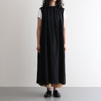 DENSELY LINEN GATHER DRESS #Black [no.7310]