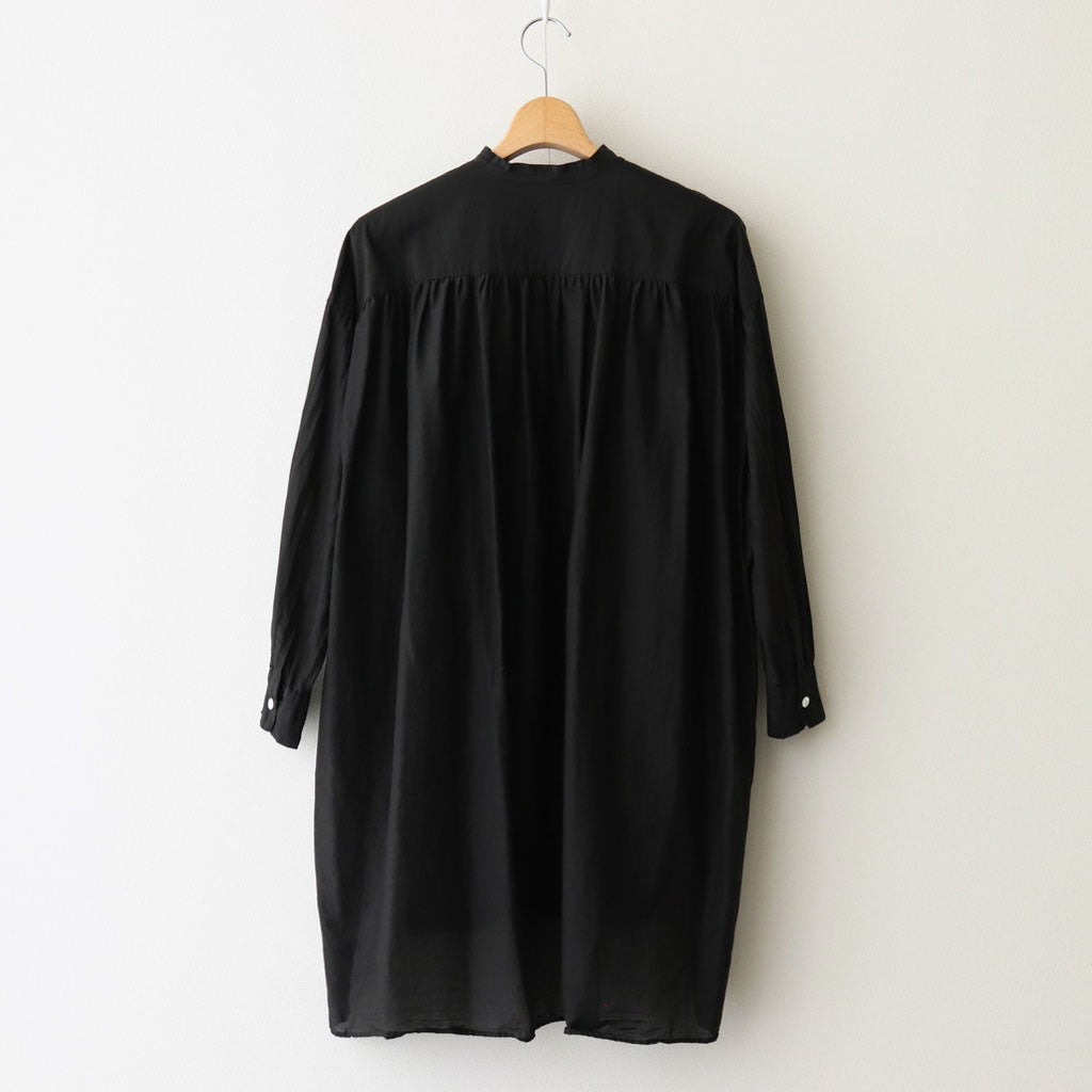 G.D COTTON SILK STAND COLLAR LONG SHIRT #Black [no.7366]