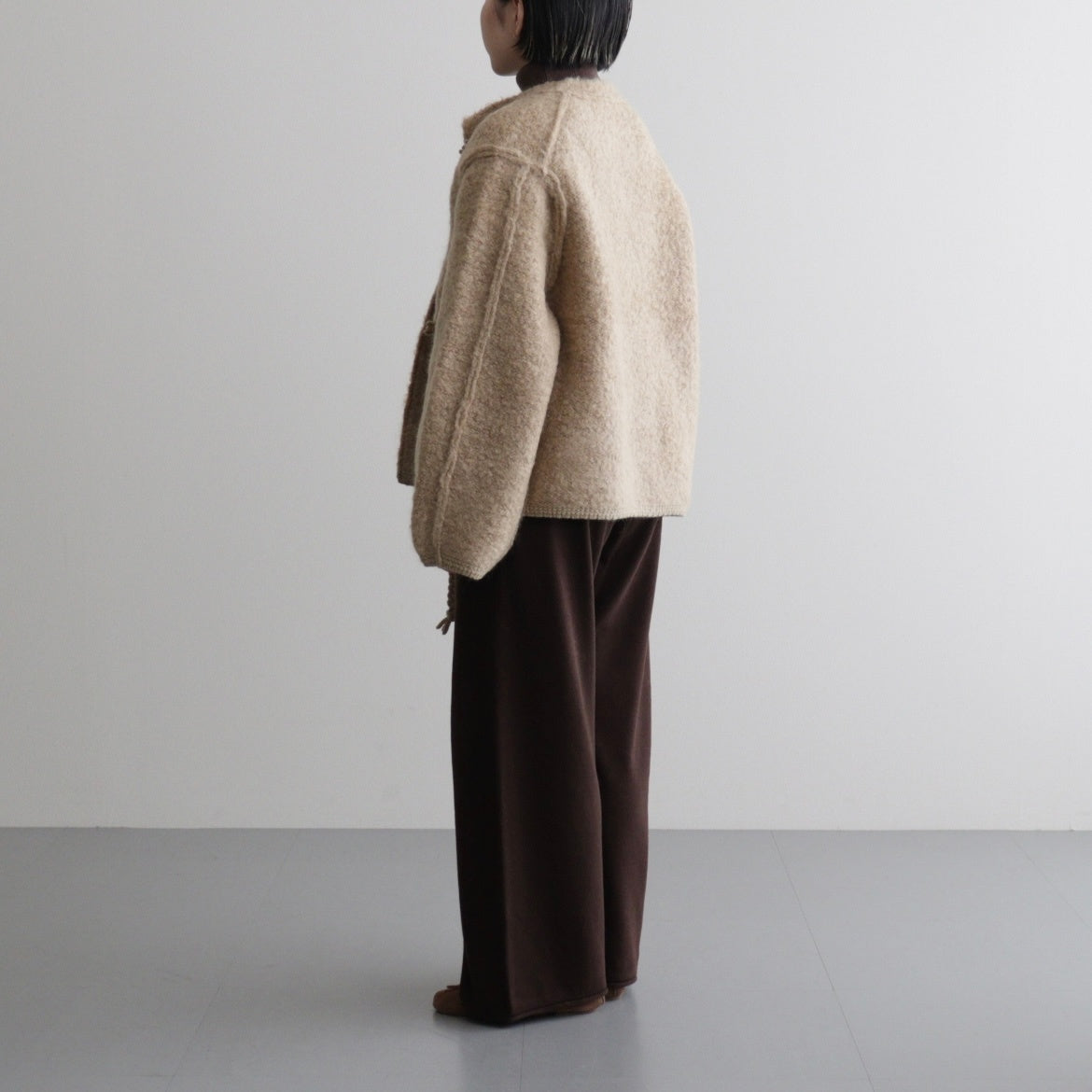 馬海毛與設得蘭羊毛混紡超大圈針織外套 #駝色 [WVFL-UW130]