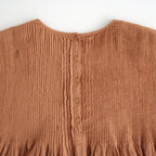 80s ORGANIC VOILE STRIPE (OVERDYE) CREW-NECK 3/4 SL SHIRT WITH MINI PINTUCK #6700 DK.ORANGE [NMDS26511D]
