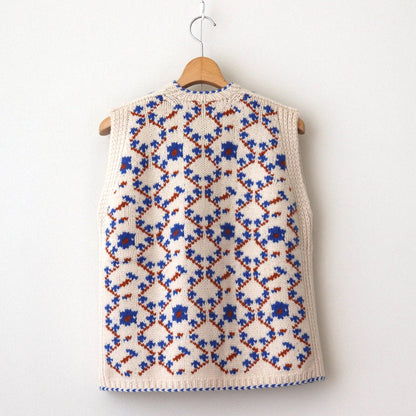 maison de montage / Panier de fleurs No sleeve cardigan #ivory / blue [mdm01-01]