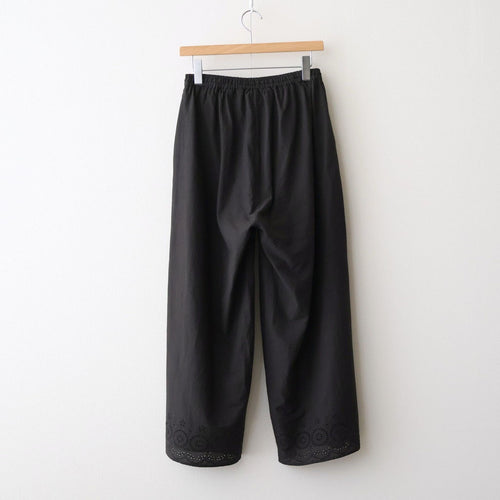 80s VOILE PLAIN WITH CUT WORK LACE EASY PANTS #9900 BLACK [INSL26345]
