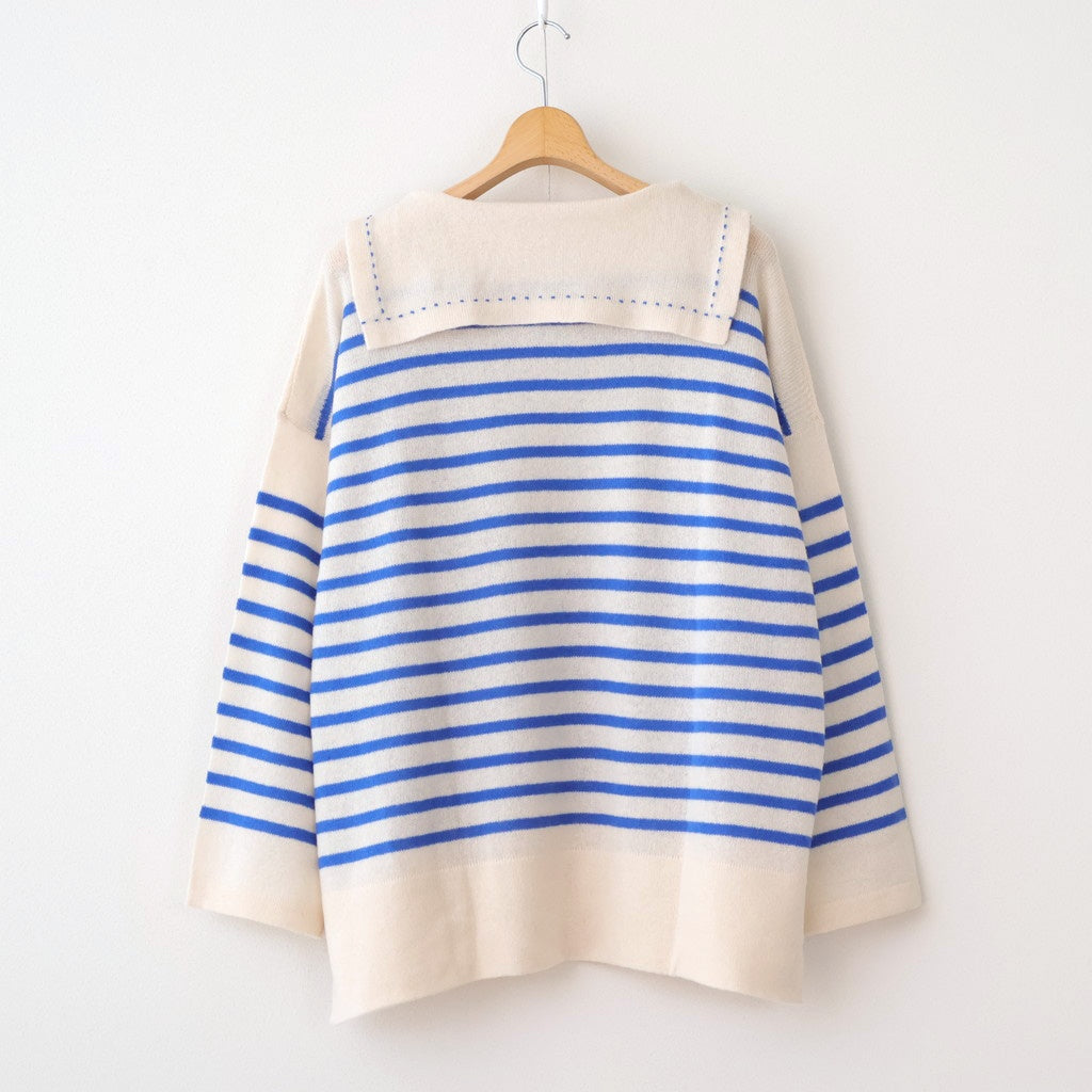 Basque pullover (sailor neck) #ivory×blue [mdm02-05]