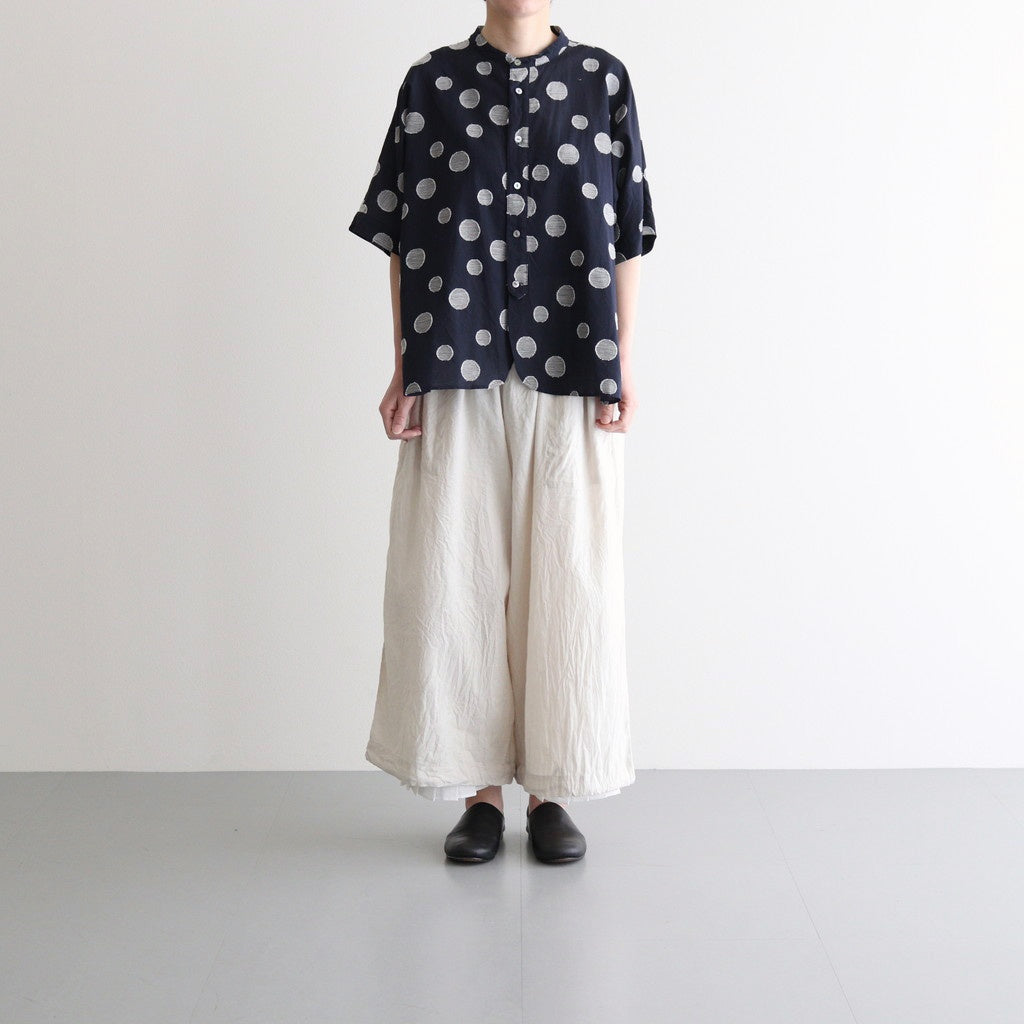 コットンリネンドットジャカードシャツ #クロ×シロドット [US242SH024]