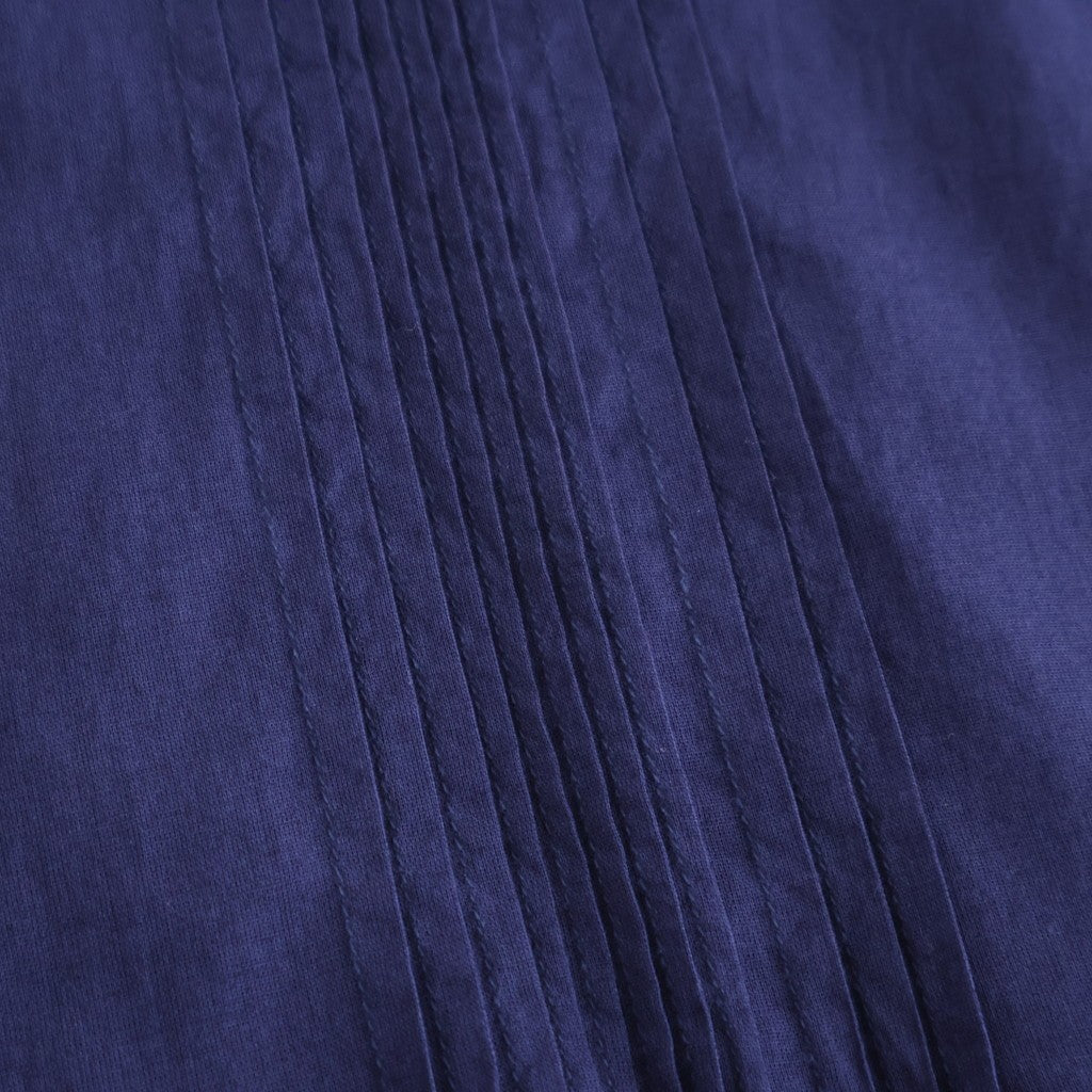 80s COTTON VOILE PLAIN BANDED COLLAR FRENCH/SL PINTUCK SHIRT #3800 NVY (BRIGHT NAVY) [NSL26022]