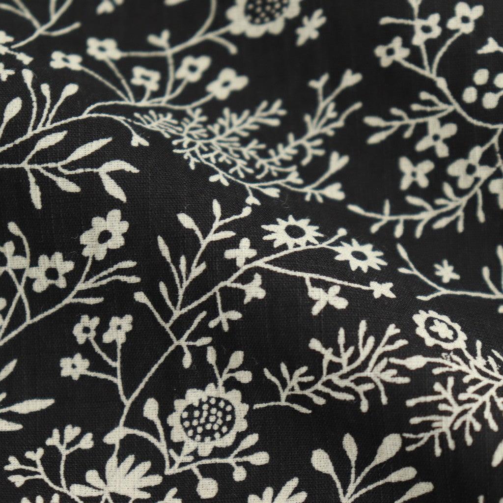 COTTON SLUB SMALL FLOWER PRINT WIDE EASY PANTS #9982 BLK (BLACK x BEIGE PRINT) [NSL25575]