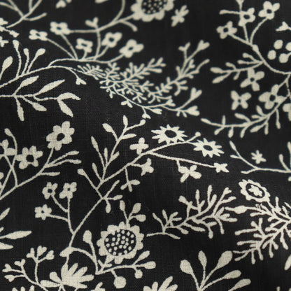 COTTON SLUB SMALL FLOWER PRINT WIDE EASY PANTS #9982 BLK (BLACK x BEIGE PRINT) [NSL25575]