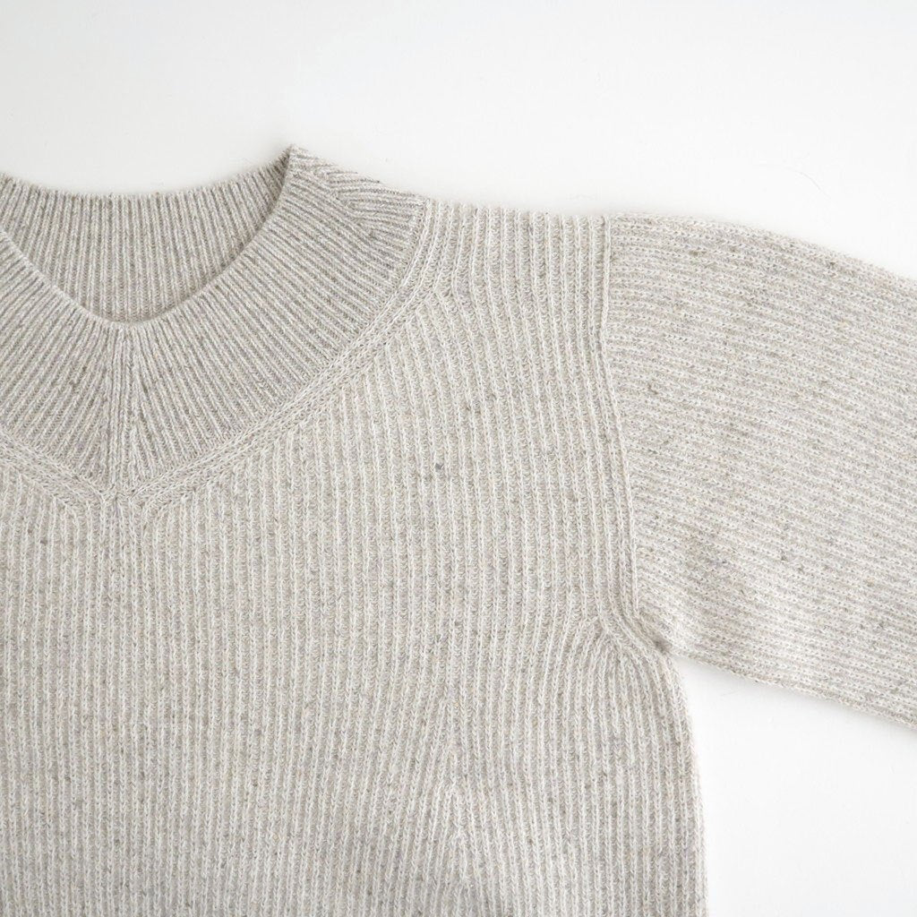 woolen cotton & silk nep wool tweed-knit P/O #grayge tweed [WXFL-UW124]