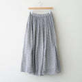 HANDWOVEN COTTON/SILK SMALL GINGHAM CHECK GATHERED SKIRT #9691 GREY(OFF.WHITE×GREY) [INMDS26026]