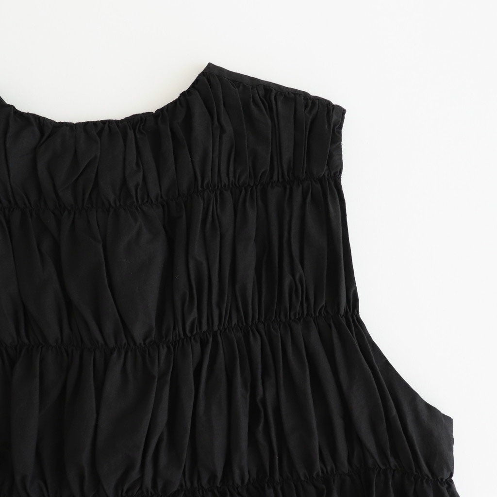 GARMENT DYE LAWN SHIRRING VEST #Black [no.7521]