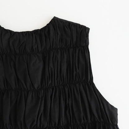 GARMENT DYE LAWN SHIRRING VEST #Black [no.7521]