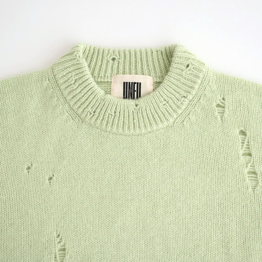 royal baby alpaca damage pattern-knit P/O #light melon green [WXFL-UW130]