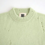 royal baby alpaca damage pattern-knit P/O #light melon green [WXFL-UW130]