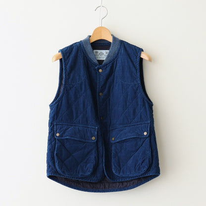 INDIGO LIGHT CORDUROY QUILTING VEST #Indigo [no.7036]