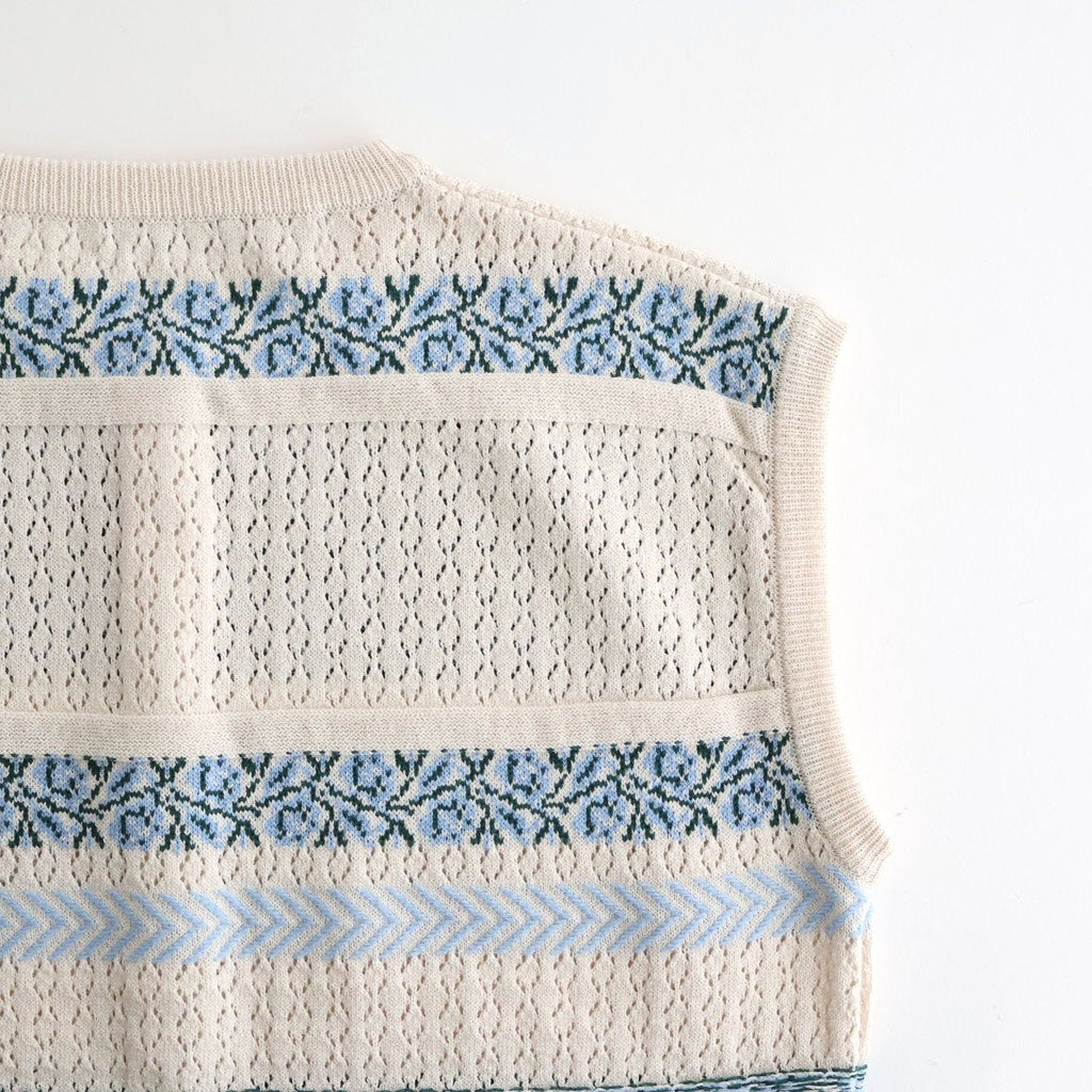 Flower Jacquard Knit Vest #Off white [261806]