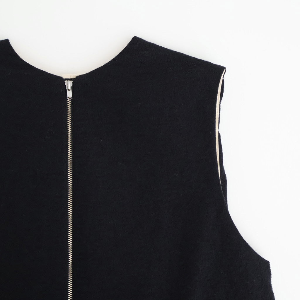 COTTON WOOL SHIRRING VEST #Black [no.7701]