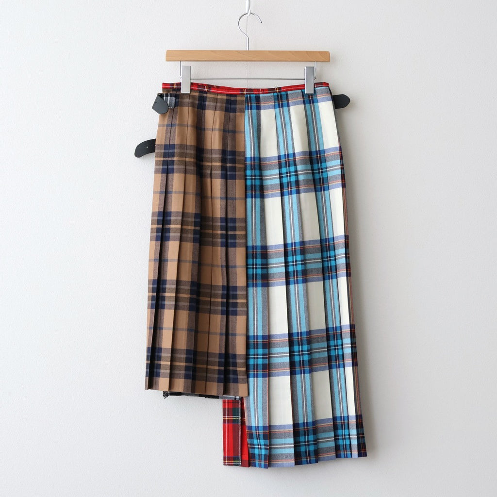 O'NEIL OF DUBLIN × UNFIL 】worsted wool asymmetry kilt skirt