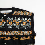 Flower Jacquard Knit Vest #Black [261806]