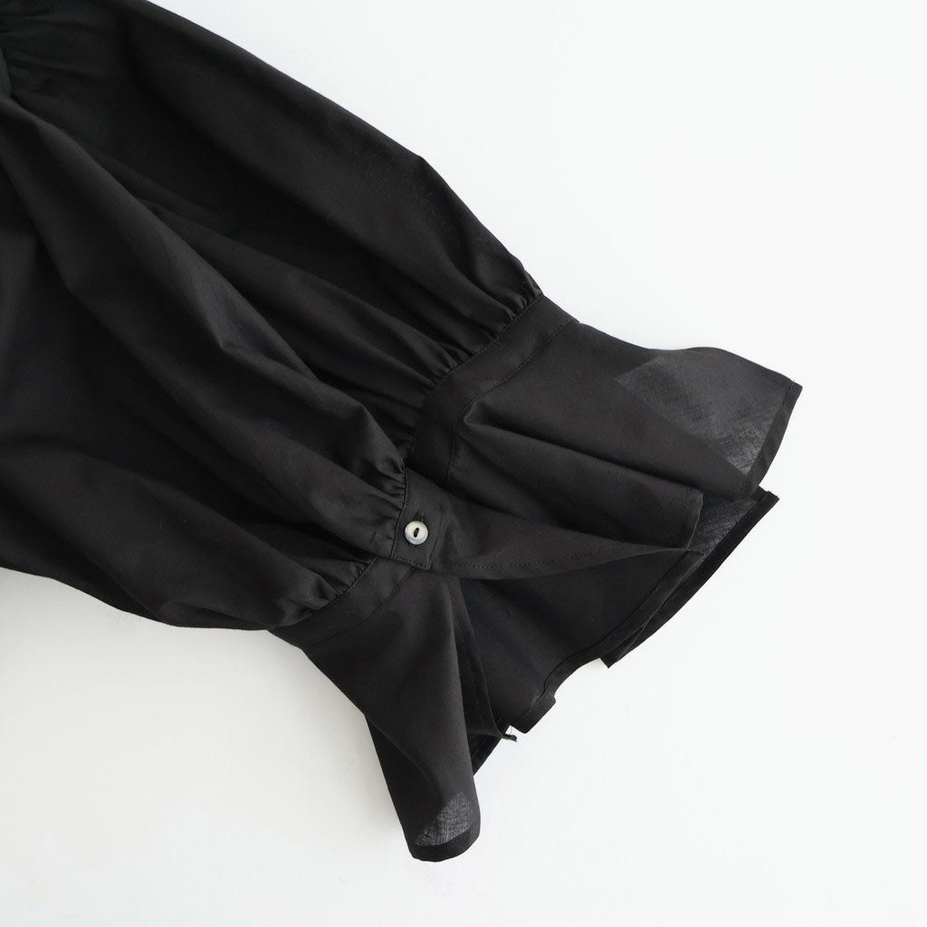 静寂の⽋⽚ Gathered half-placket blouse #black [TLF-226-SH010-la]