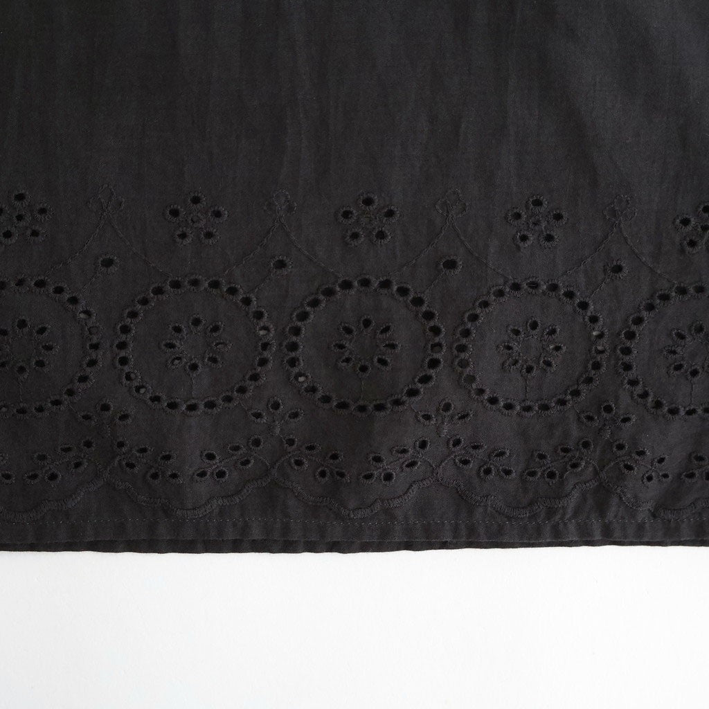 80s VOILE PLAIN WITH CUT WORK LACE EASY PANTS #9900 BLACK [INSL26345]