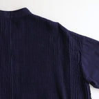 80s ORGANIC DOBIE CHECK(OVERDYE) BANDED COLLAR MAXI DRESS WITH PINTUCK #2813 D.PURPLE [NMDS25254D]
