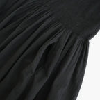 80s ORGANIC MICRO CHECK OVERDYE CREW-NECK BUTTON SHIRT MAXI DRESS WITH MINI PINTUCK #9912 BLACK (J.BLACK) [NMDS26234D]