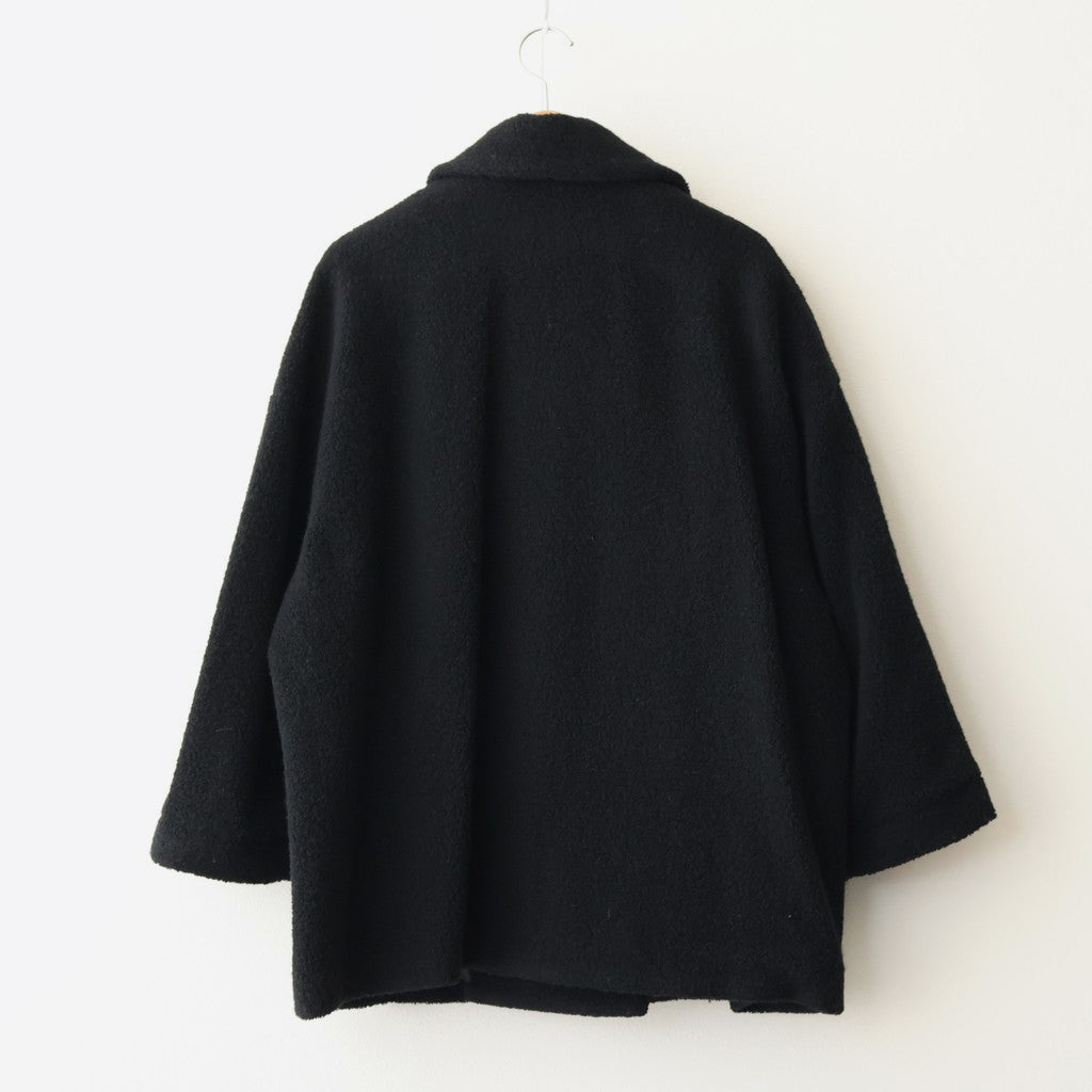 RECYCLE BOA WOOL DOUBLE OVER COAT #9900 BLACK [JNMDS2451]