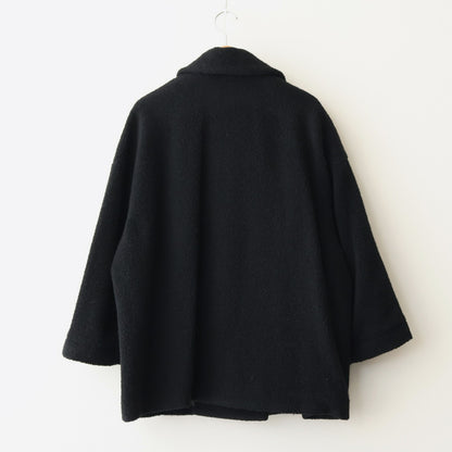 RECYCLE BOA WOOL DOUBLE OVER COAT #9900 BLACK [JNMDS2451]