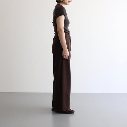 brushed silk cotton wide straight pants #dark brown [WVFL-UW103]