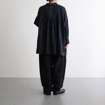 明滅する風景 Back open rectangle blouse #black/grey [TLF-125-sh005-gp]