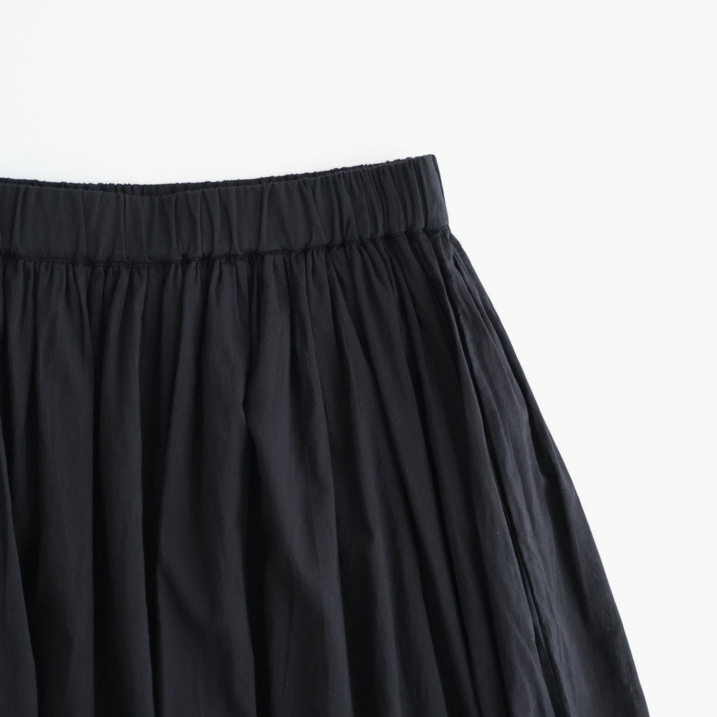 80s COTTON VOILE LACE GATHERED SKIRT #9900 BLACK [NSL26093]