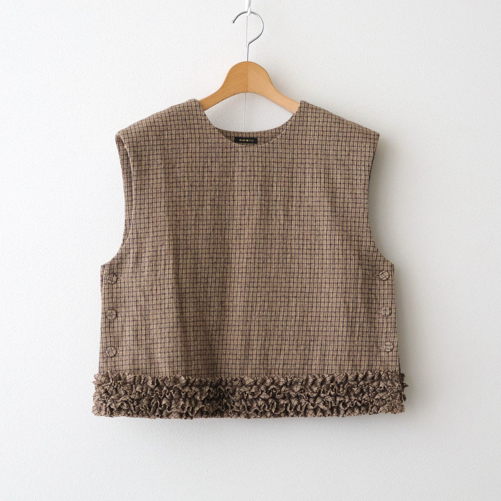 C/W FRILL DECORATION BUTTON BIB #Check [no.7698]