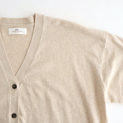 14GG 2PLY PLAIN STITCH COTTON/WOOL/CASHMERE V-NECK CARDIGAN #8100 NATURAL [GNSL25531]