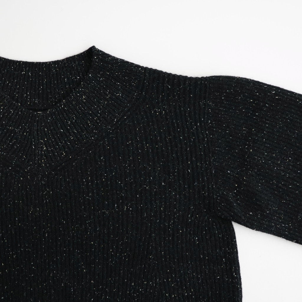 woolen cotton & silk nep wool tweed-knit P/O #black tweed [WXFL-UW124]