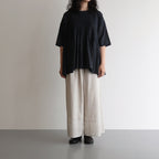 80s ORGANIC DOBIE CHECK(OVERDYE) CREW-NECK P/O HALF/SL SHIRT WITH PINTUCK #9971 O.BLACK [NMDS25251D]