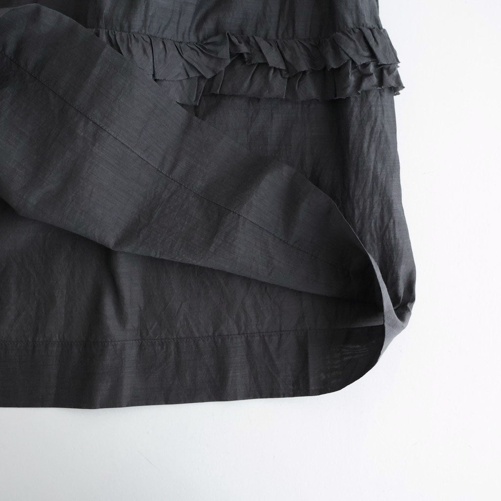 葉影のリズム： Frill gathered pants #earth charcoal [11261-02213]