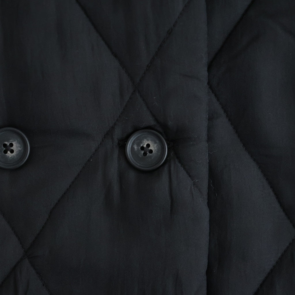 BANGALORE SILK PLAIN PADDED NO COLLAR DOUBLE COAT #9900 BLACK [NMDS26552]