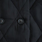 BANGALORE SILK PLAIN PADDED NO COLLAR DOUBLE COAT #9900 BLACK [NMDS26552]