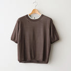 high-twisted cotton sheer knit layered P/O #charcoal brown × mist green [WXSP-UW137]