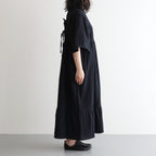 cotton linen powder dress #black [1559-007]