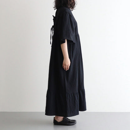 cotton linen powder dress #black [1559-007]