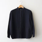BOILED WOOL PLAIN BANDED COLLAR EMB SHIRT #3900 NAVY [NMDS25601]