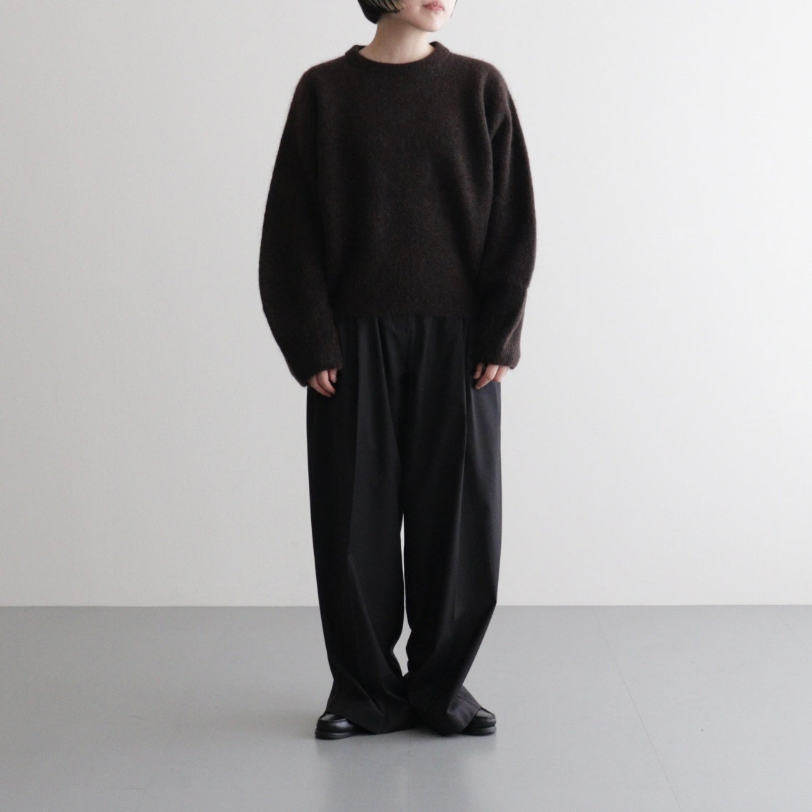 stretch superkid mohair crew-neck P/O #dark brown [WVFL-UW114]