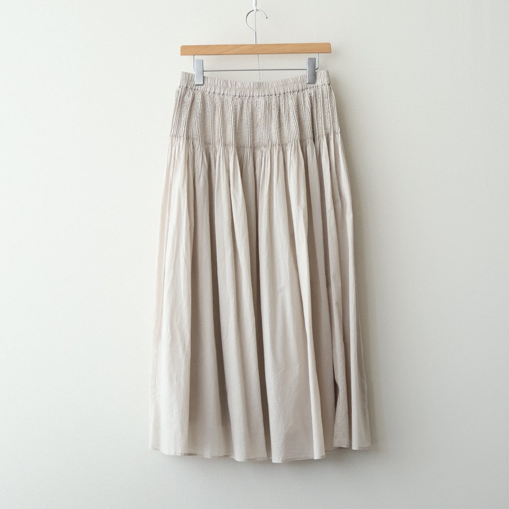 80s ORGANIC COTTON VOILE MINI PINTUCK FLARED SKIRT #8200 BEIGE (MILKY BEIGE) [NMDS26245]