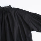 60s COTTON CAMBRIC PLAIN WITH LACE LACE FRILL COLLAR SHIRT #9900 BLACK [NSL26551]