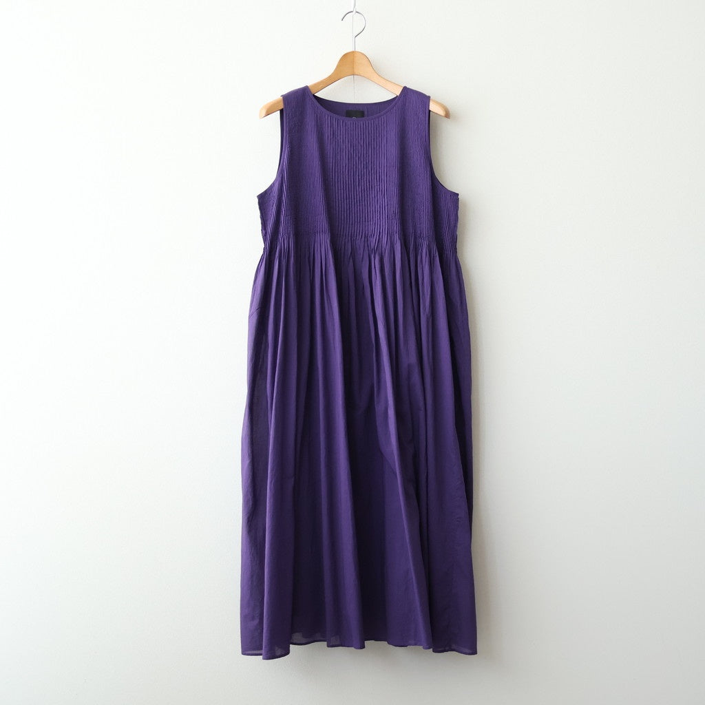 80s ORGANIC COTTON VOILE NO/SLEEVE PULLOVER DRESS WITH MINI PINTUCK #2700 PURPLE [NMDS26244]