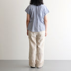 80s COTTON VOILE PLAIN BANDED COLLAR FRENCH/SL PINTUCK SHIRT #3300 SAX BLUE [NSL25042]